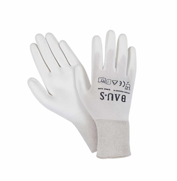 Slika BAU S zaštitne rukavice PU Weiss – bele PU radne rukavice za precizan rad (10) XL